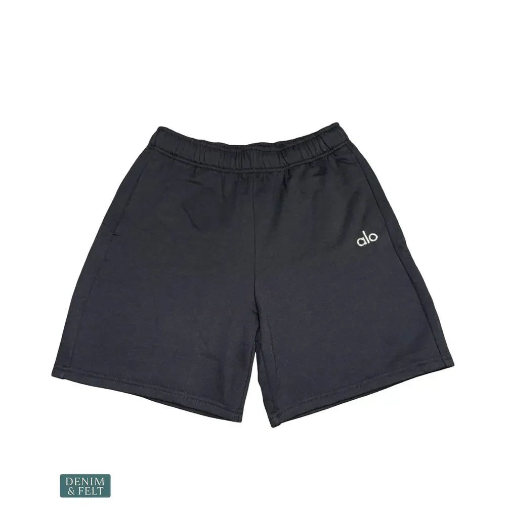ALO Yoga Accolade Sweat Shorts‎ Black Athleisure Lounge Minimalist Elastic Waist